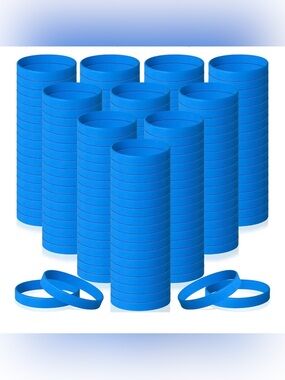 240 PCS Blue Rubber Silicone Bracelets Blank Wristbands Gift festival school NEW